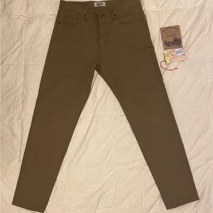 14oz Raw Cotton Canvas in Brown - Easy Guy Fit SZ 34 (like new, worn 4 hours)
